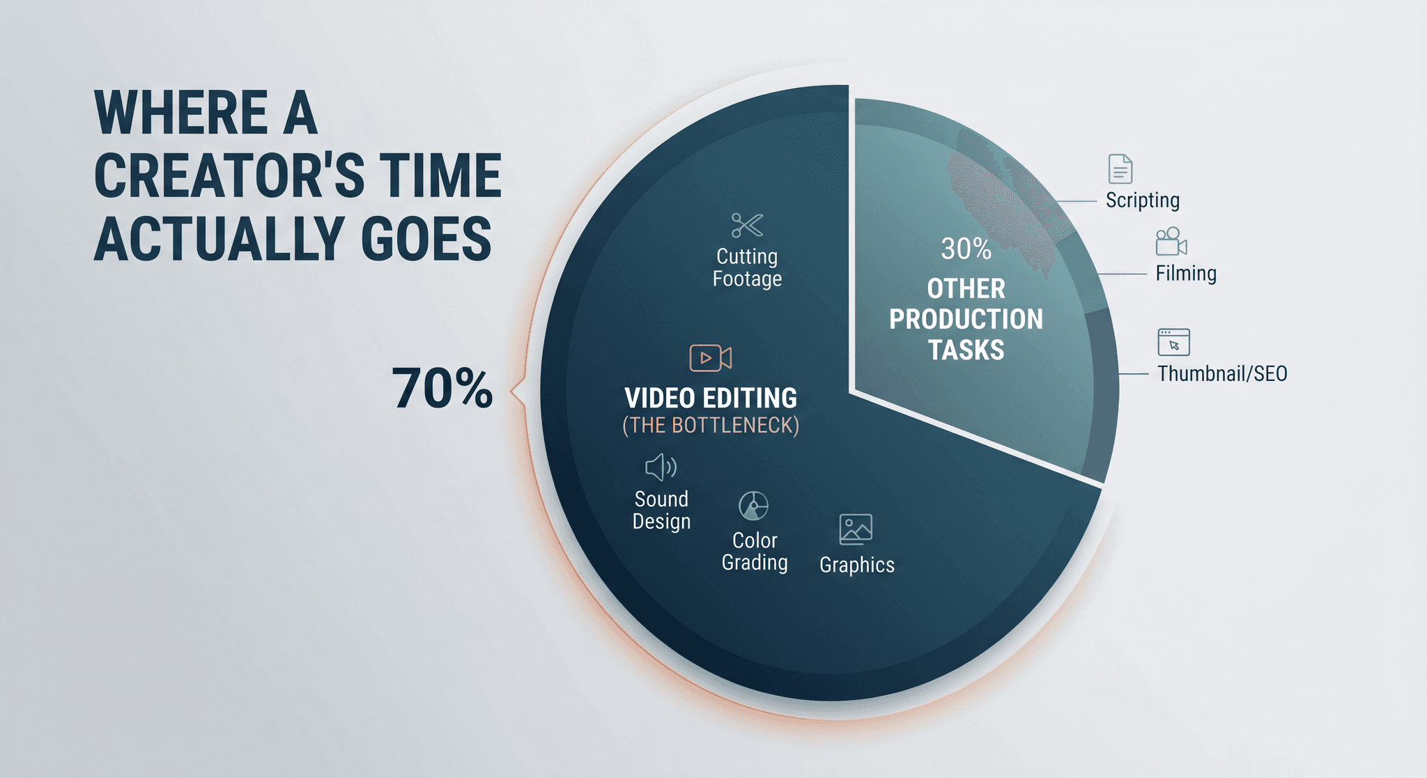 creator time breakdown between filming and video editing.